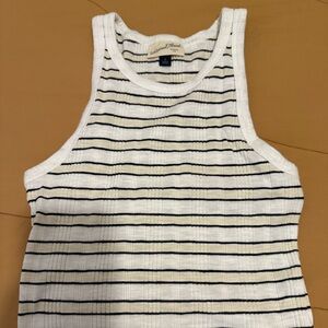 Universal Thread White and Black Striped Tank Top